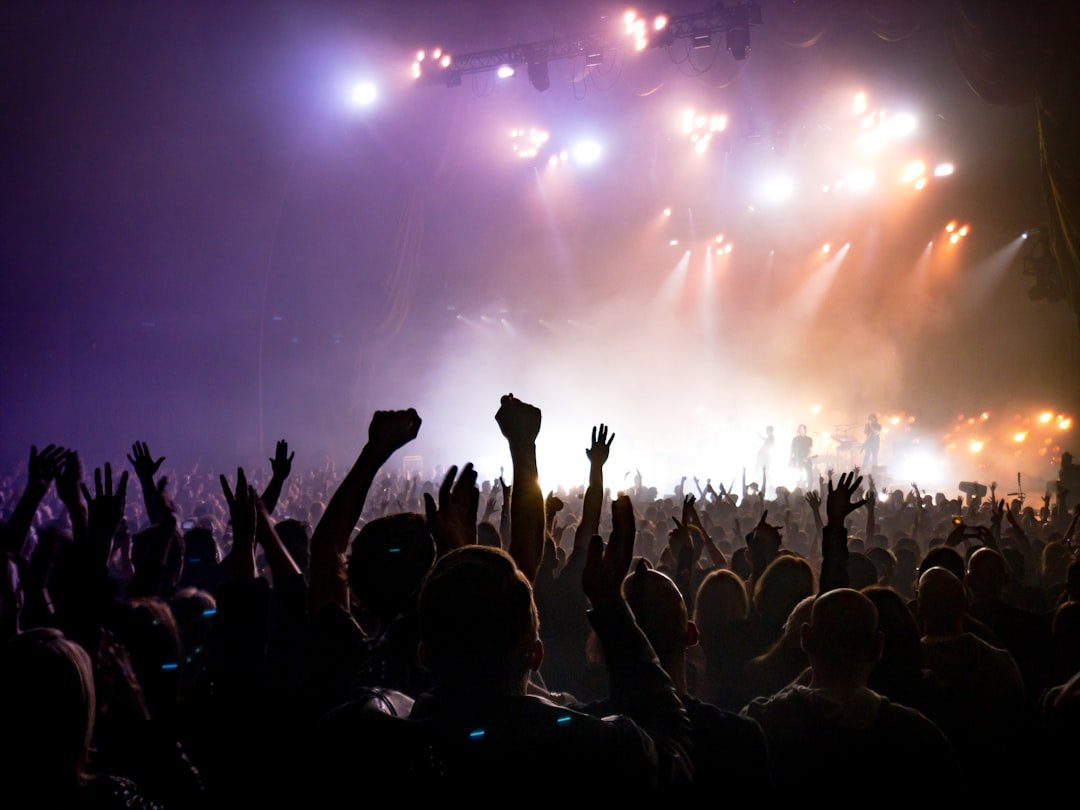 Concert crowd and stage lights representing the global K-pop industry