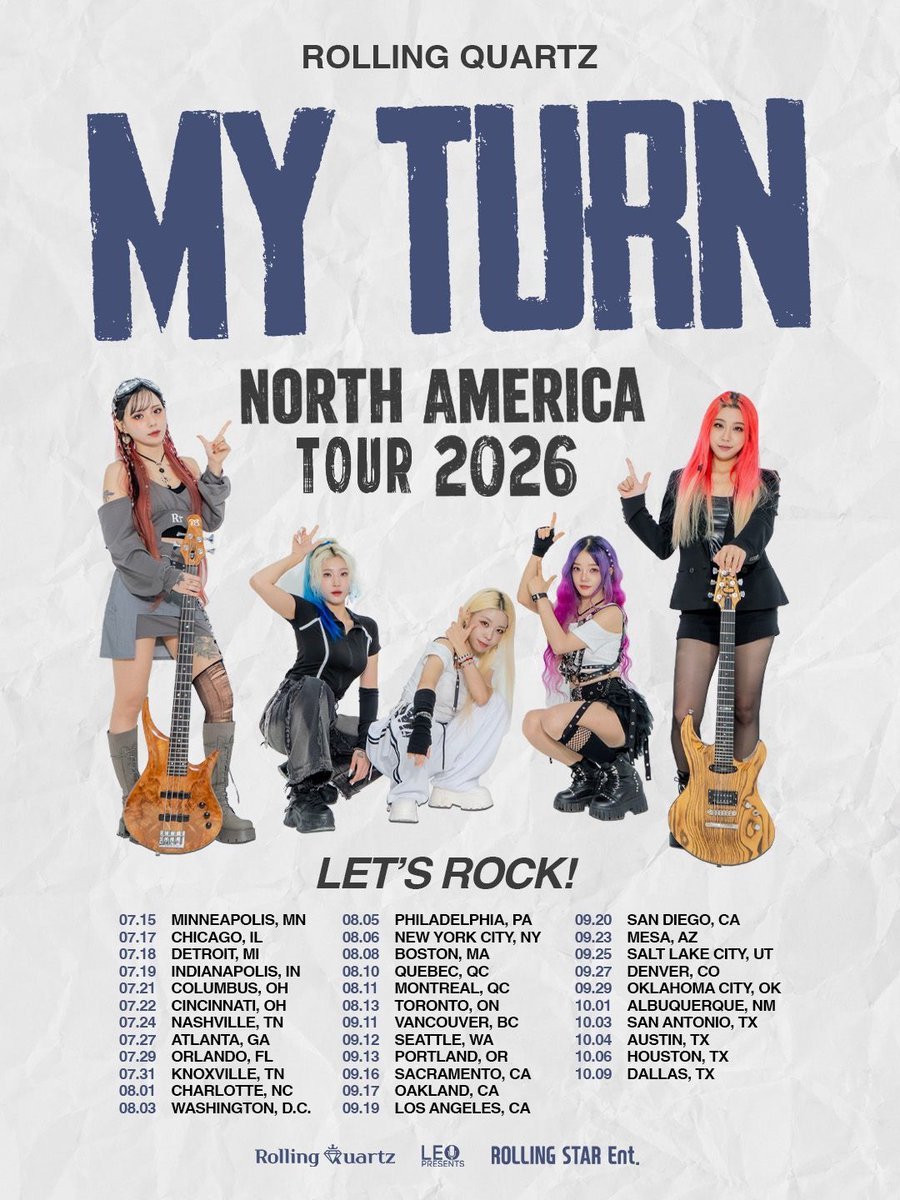 Rolling Quartz MY TURN North America Tour 2026 official poster