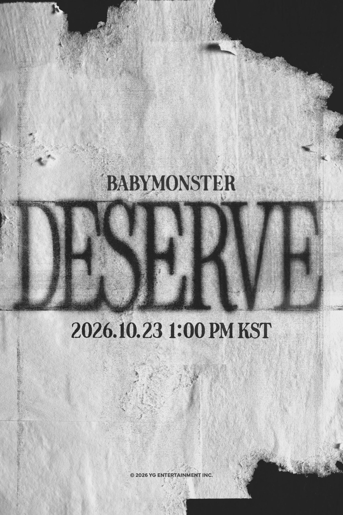 BABYMONSTER DESERVE official poster, October 23, 2026 — YG Entertainment