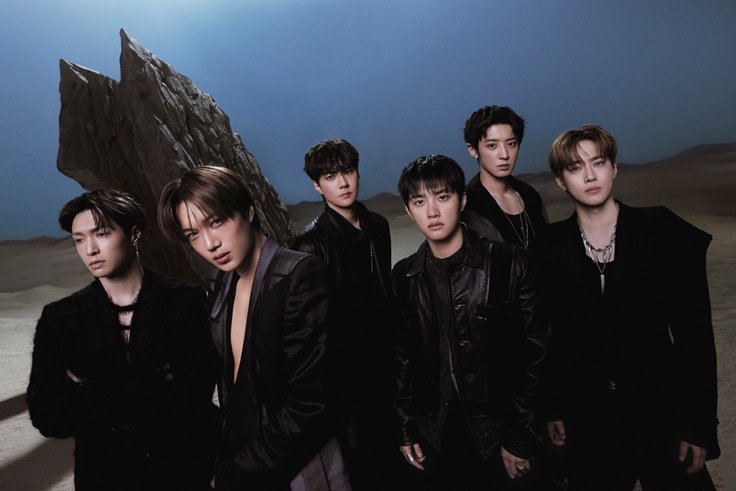 EXO six-member REVERXE promotional lineup in 2026