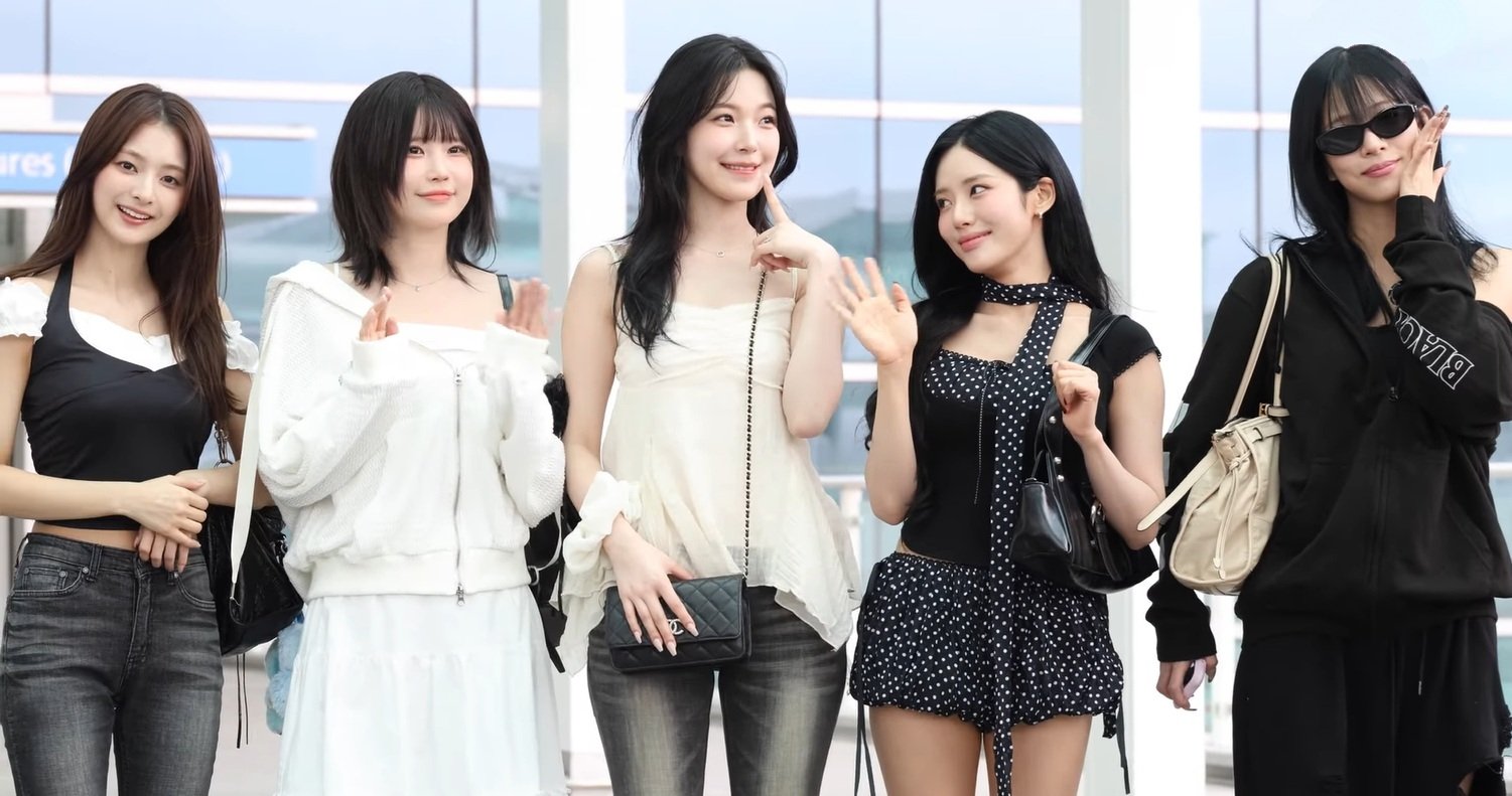fromis_9 members at airport, August 25 2025, archived photograph