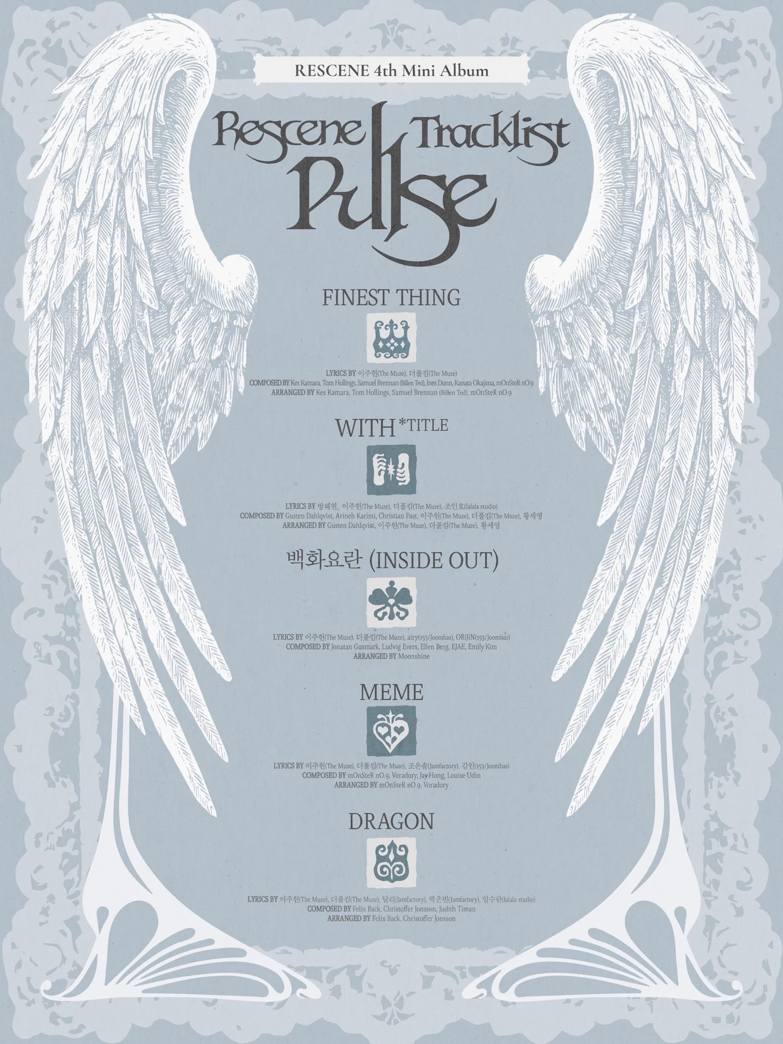 Official RESCENE PULSE tracklist poster shared October 23 2026 with With as title track