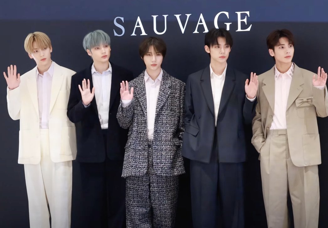 TXT (TOMORROW X TOGETHER) five members attending the Dior Sauvage event in March 2024